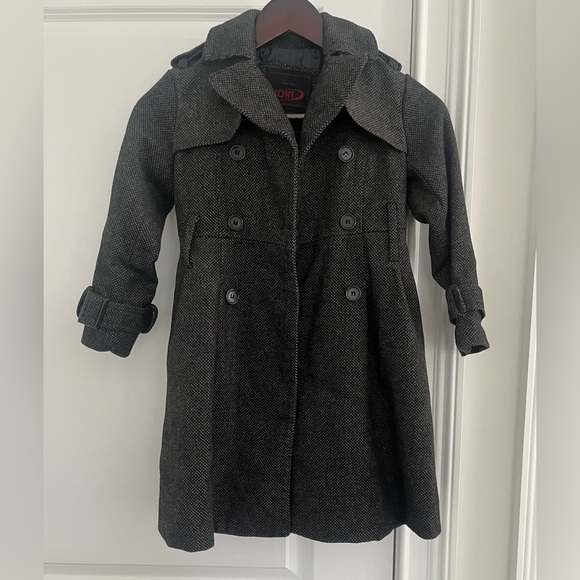 Yoki Girls winter double breasted wool blend coat Sz. S (4) grey - Picture 1 of 10